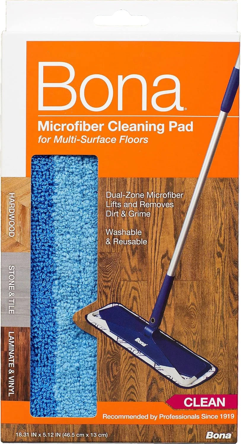 Bona Microfiber Cleaning Pad, for Hardwood and Hard-Surface Floors, fits Bona Family of Mops, 1 Pack, Blue