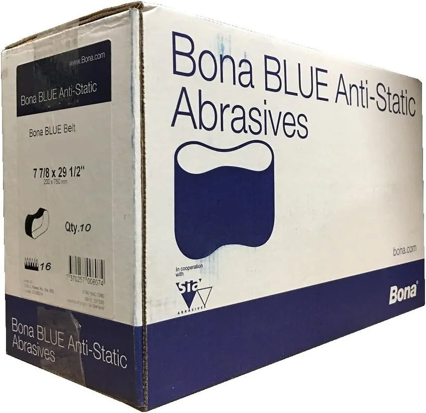 Bona AAS834000163 BLUE 8" Sanding Belts 7-7/8” x 29-1/2” Qty. 10 GRIT 16