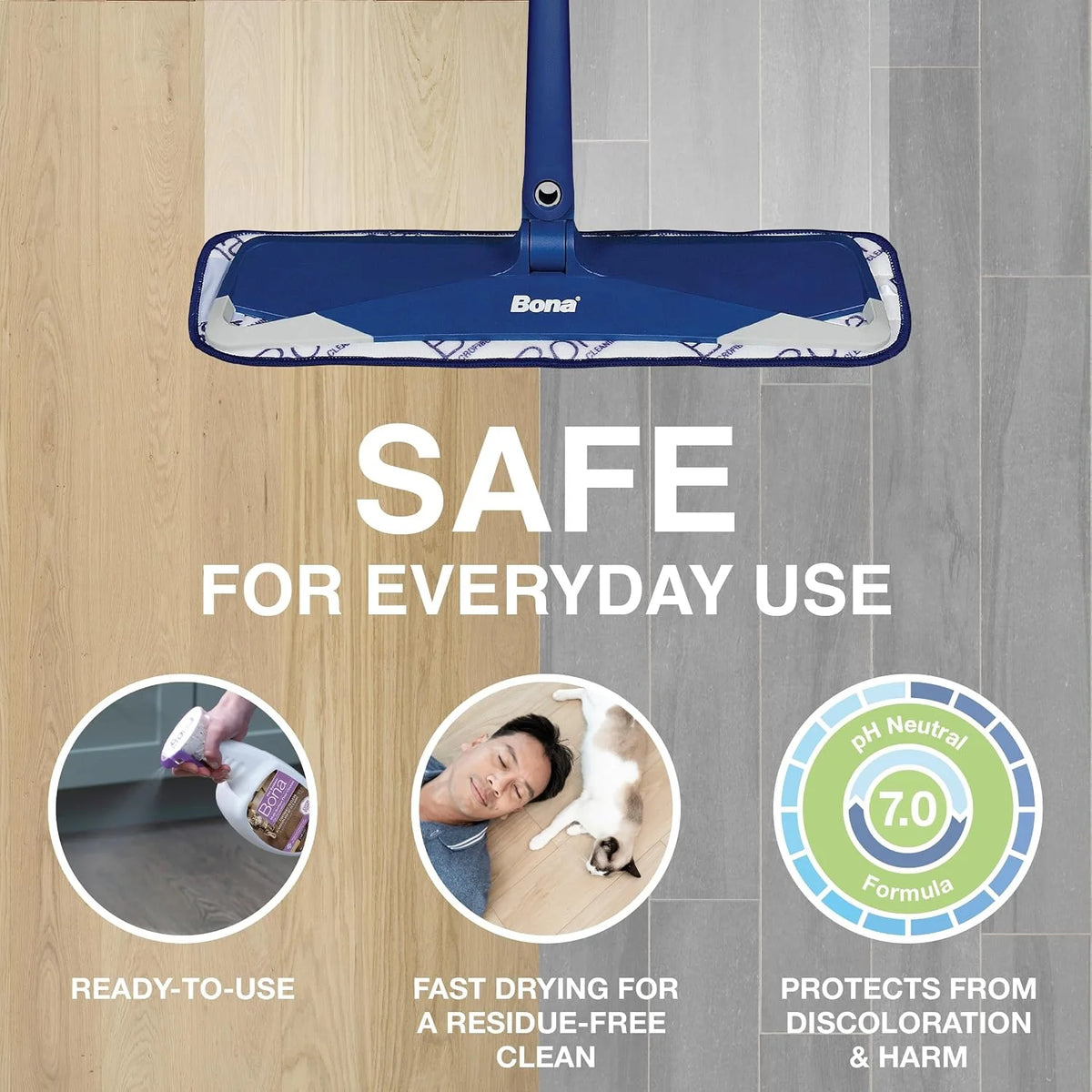 Bona Pet System Bundle for Cats - Includes Premium Pet Microfiber Mop for Multi-Surface Floors + Pet System Microfiber Sweeping Pad + Floor Cleaner, Cat Formulation 32 fl Oz