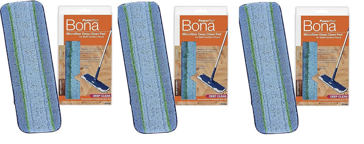 Bona PowerPlus Microfiber deep Clean Padfor Multi-Surface Floors 3 Pack