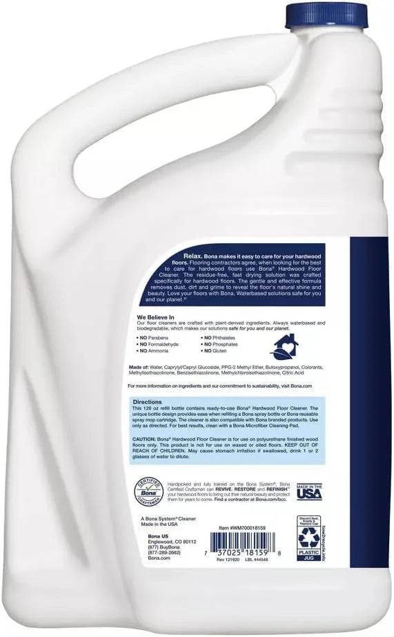 Bona Hardwood Floor Cleaner Refill, 128 Fl Oz (Pack of 1) (128 Fl Oz (Pack of 1))